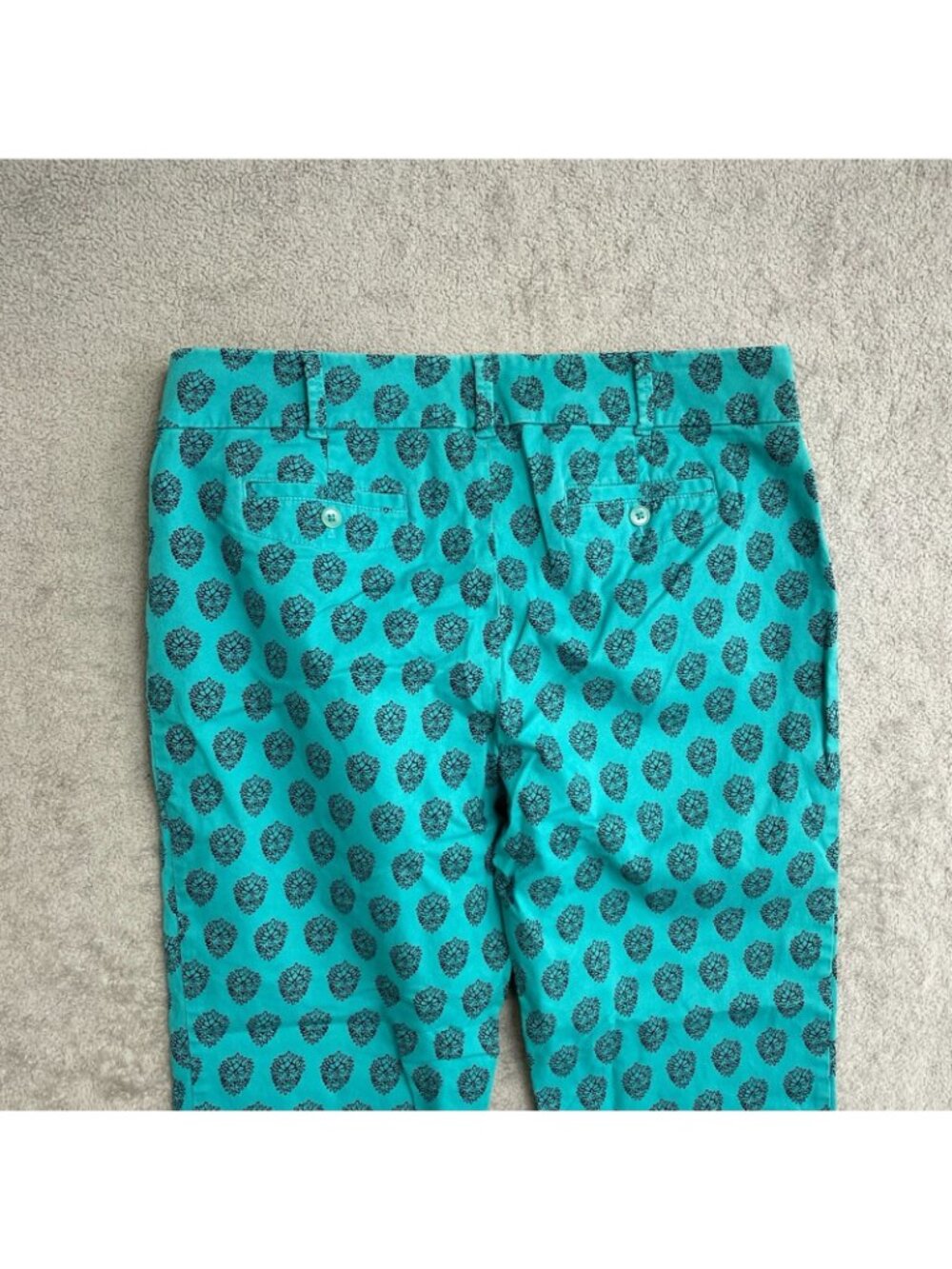 Talbots Women's 14 The Daily Ankle Chino Pants Turquoise Pinecone Print P0548 - Picture 9 of 11